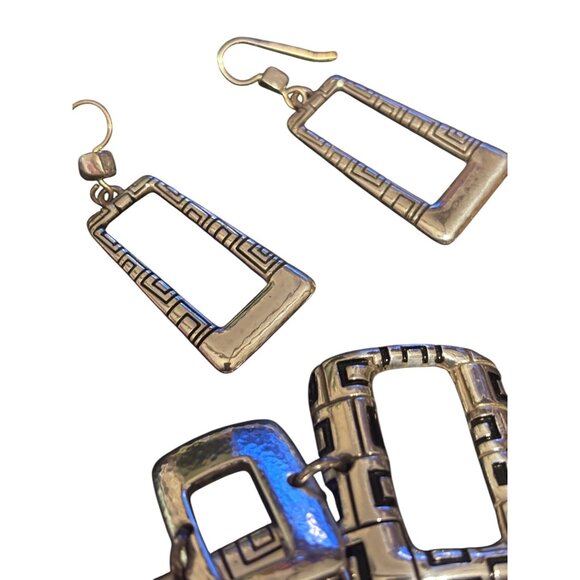 Brighton "Nexux" Silvertone Square Link Bracelet & Earrings Set - Picture 2 of 7